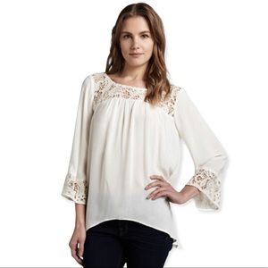 ELLA MOSS LONG SLEEVE LACE BLOUSE WHITE XS
